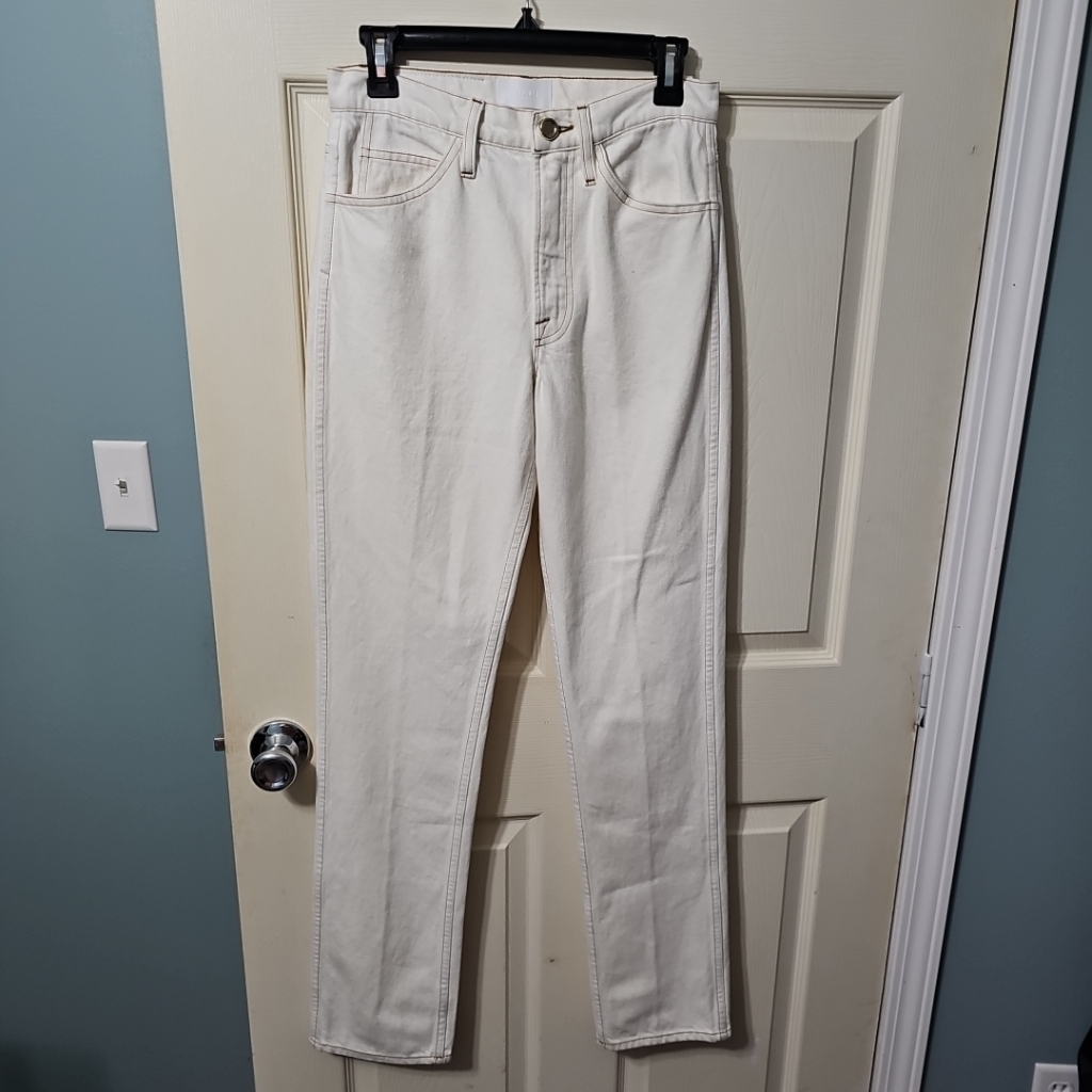Frame Denim Size 25 Le Italian Straight Leg High Rise Jeans Cream/White Nwot